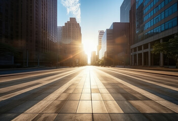 Sunrise Over Empty City Road