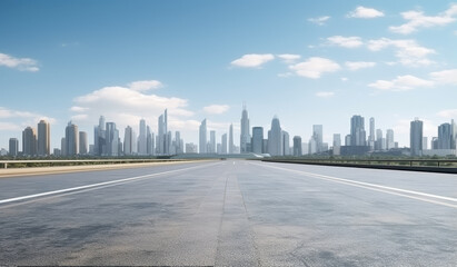 Modern City Skyline with Open Highway