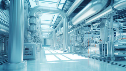 Modern Industrial Facility with Steel Pipelines