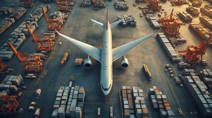 Fleet management in aerial cargo logistics, visualizing how cargo aircraft fleets are managed for optimal performance