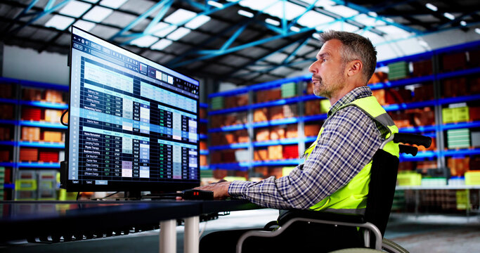 Warehouse Inventory Management On Office Computer