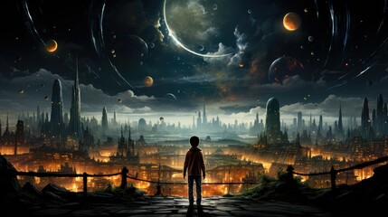 realistic planetary background outer space galaxy sky nebula imagine stars moonlight fantasy astronomy lanscape 