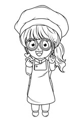 Coloring Little chef cartoon
