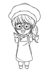 Coloring Little chef cartoon