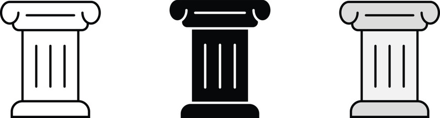 Ancient column icon in lined, isolated and colored style. Vector illustration