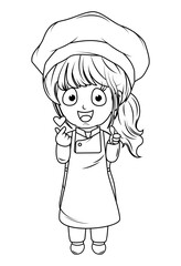 Coloring Little chef cartoon