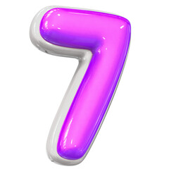 7 Number With Purple 3D Render