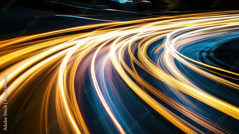 Poster line art illustration of light trails in an artistic style long exposure photography capturing dynam