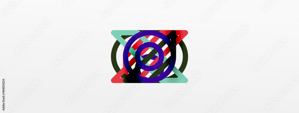 Poster abstract background - colorful circle lines technology or business digital template