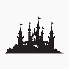 Obraz premium Majestic castle silhouette illustration