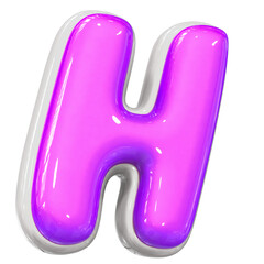 H Letter With Purple 3D Render