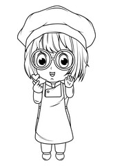 coloring little chef cartoon