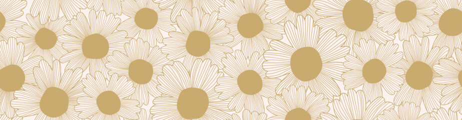 Luxury golden flower line seamless pattern.