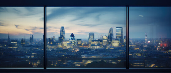 Evening Cityscape with Modern Skyline View
