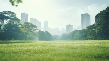 Obraz premium Serene City Park with Urban Skyline