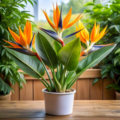 strelitzia reginae in flowerpot