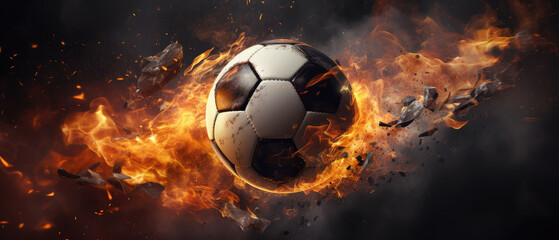 Fototapeta premium Fiery Soccer Ball in Motion
