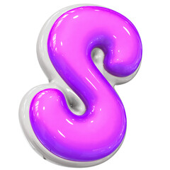 S Letter With Purple 3D Render