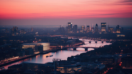 Obraz premium Majestic City Skyline at Sunset