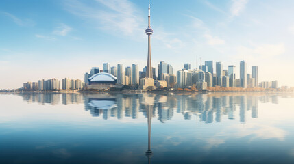 Obraz premium Spectacular Waterfront City Skyline Reflection