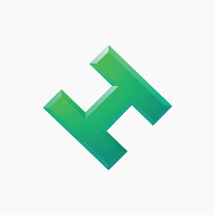 Green 3D geometric letter H