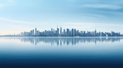 Calm City Skyline Reflecting on Water