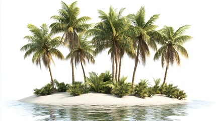 Fototapeta premium Tropical island with palm trees surrounded by water