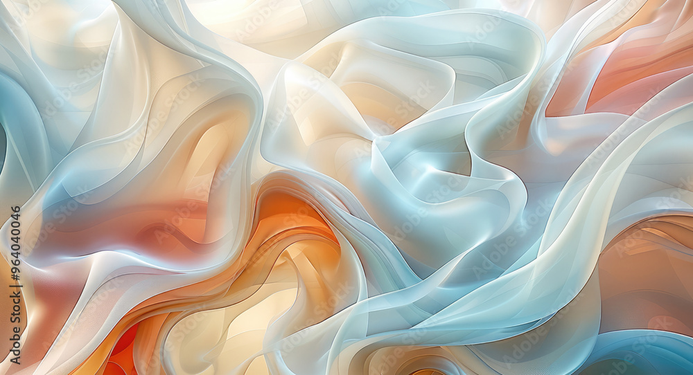 Aufkleber Fluid forms blending harmoniously, evoking a sense of tranquility and balance in an organic shapes abstract background. Generative AI.