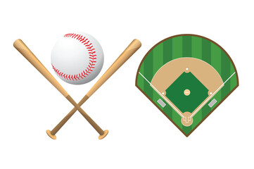 baseball field top view, Softball field flat , vector illustration