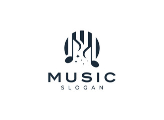 Music notes logo, Letter M with Music Logo Design, Music wave Logo, DJ Logo design, Music note vector design