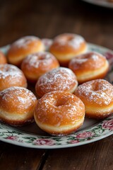 pączki, traditional Polish doughnuts, each with a rounded, slightly irregular shape that adds to their homemade charm