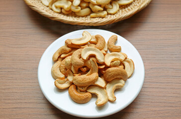 Plate of Mouthwatering Roasted Crispy Cashew Nut Kernels