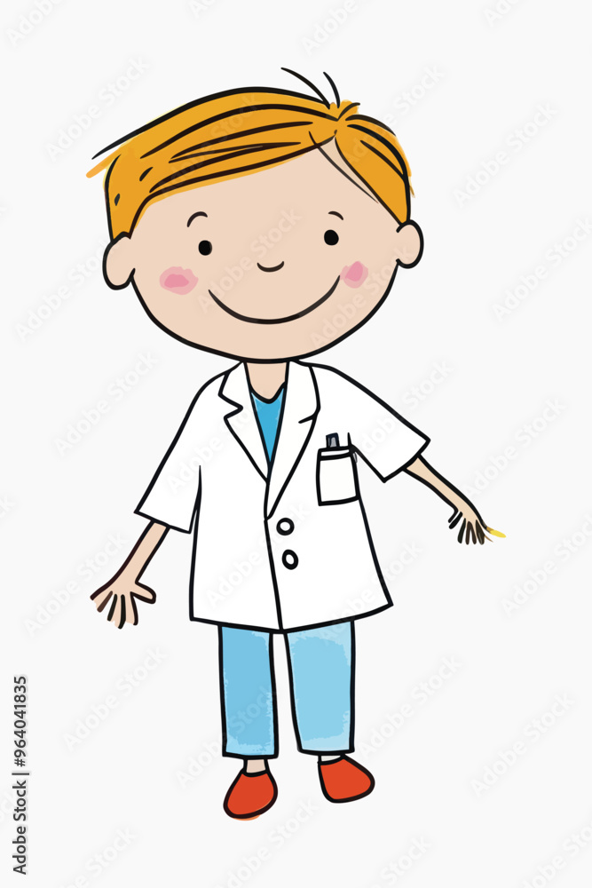 Sticker Cute cartoon boy doctor illustration