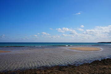 sand bar and clear water in winter sea