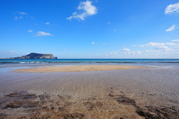 sand bar and clear water in winter sea
