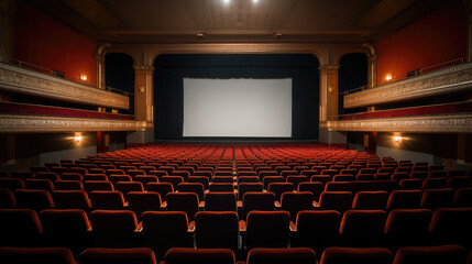 Naklejka premium Elegant Cinema Hall Awaiting Movie Enthusiasts
