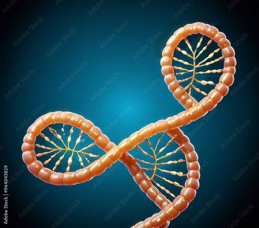 Poster a detailed 3d model of a dna double helix structure displayed against a dark background. the intrica