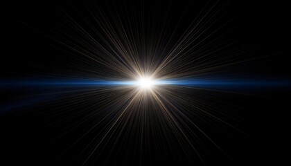 Obraz premium Bright light exploding in the dark universe, creating a blue horizon