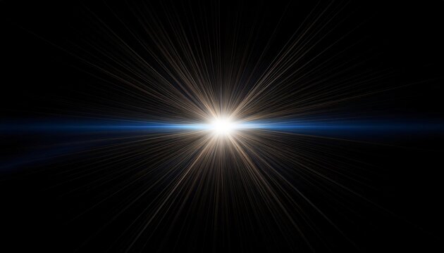 Bright light exploding in the dark universe, creating a blue horizon
