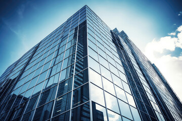 Soaring Skies: Modern Glass Skyscraper Perspective
