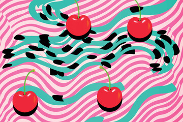 Vibrant cherries abstract art