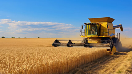 Obraz premium Golden Harvest: Modern Agriculture in Action