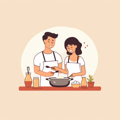 Joyful Couple Enjoying Cooking Together