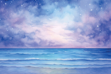 Obraz premium Dreamy ocean under starry sky