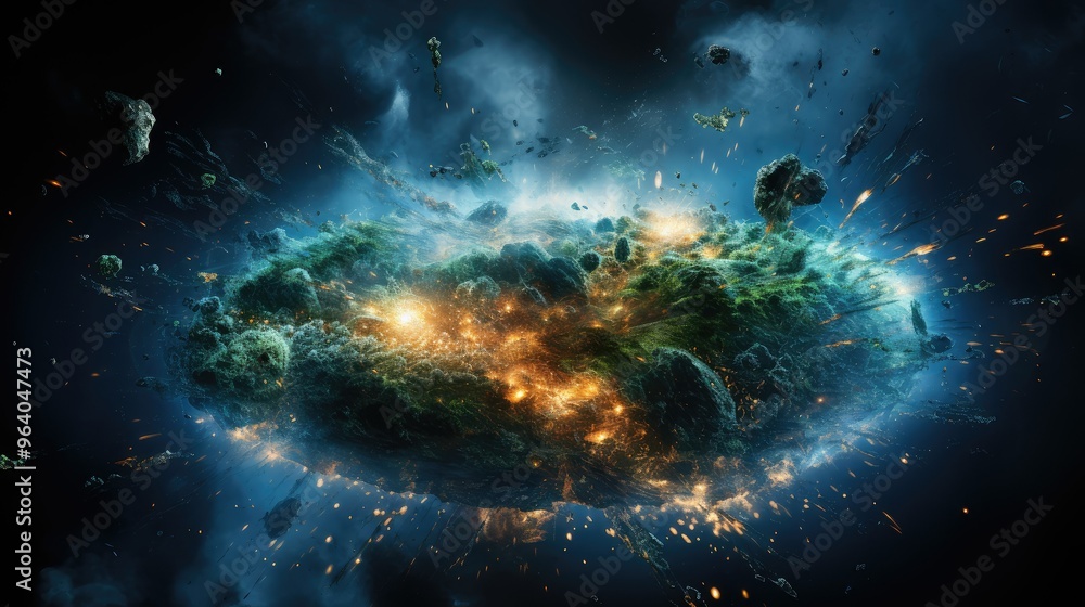 Wall mural earth of the view from space realistic galaxy globe planet atmosphere universe astronomy
