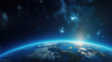 Fototapeta premium Majestic Earth Horizon Against Starry Sky