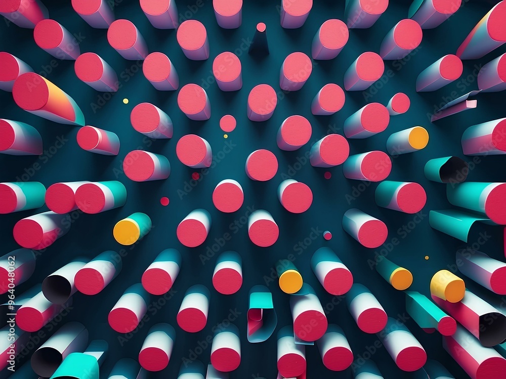 Poster playful polka dot pattern with vibrant and colorful dots on a dark background creating a fun and che