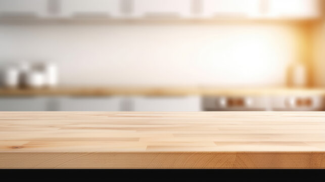 Modern Kitchen Wooden Countertop Showcase