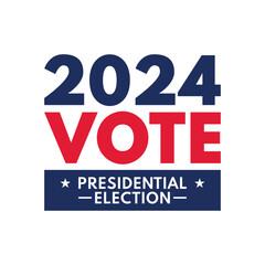 USA 2024 Presidential Election background with American flag colors design. Election event banner, card, poster, template, voting communication, background. Vote day, November 5. Vector illustration.