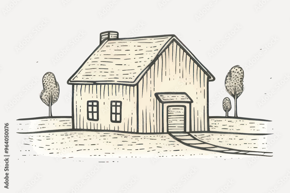 Canvas Prints Rustic hand-drawn house illustration